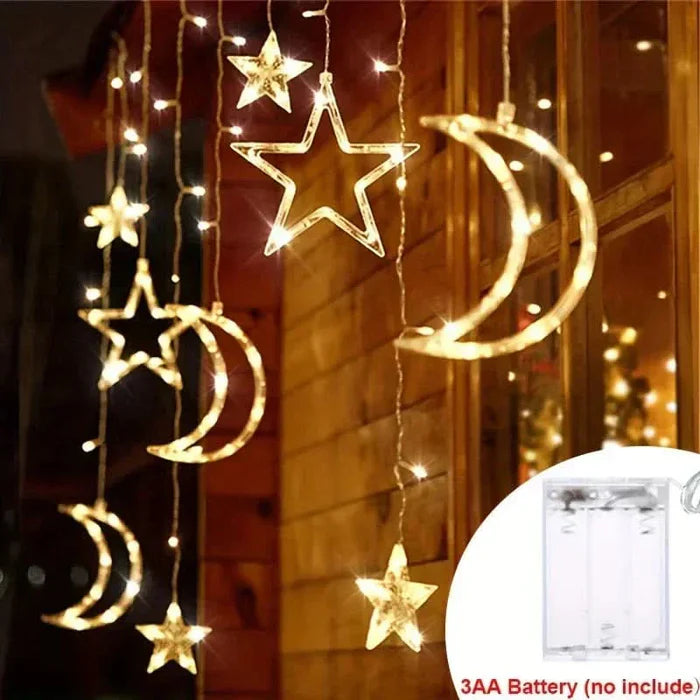 Iluminação Solar LED Lua e Estrela - Encanto Natalino