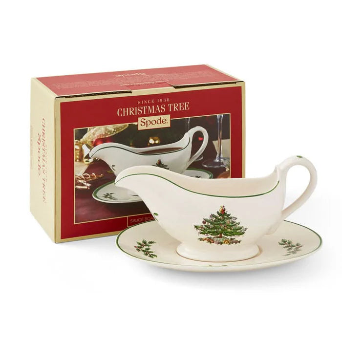 Conjunto de Chaleira e Pires com Estampa de Árvore de Natal