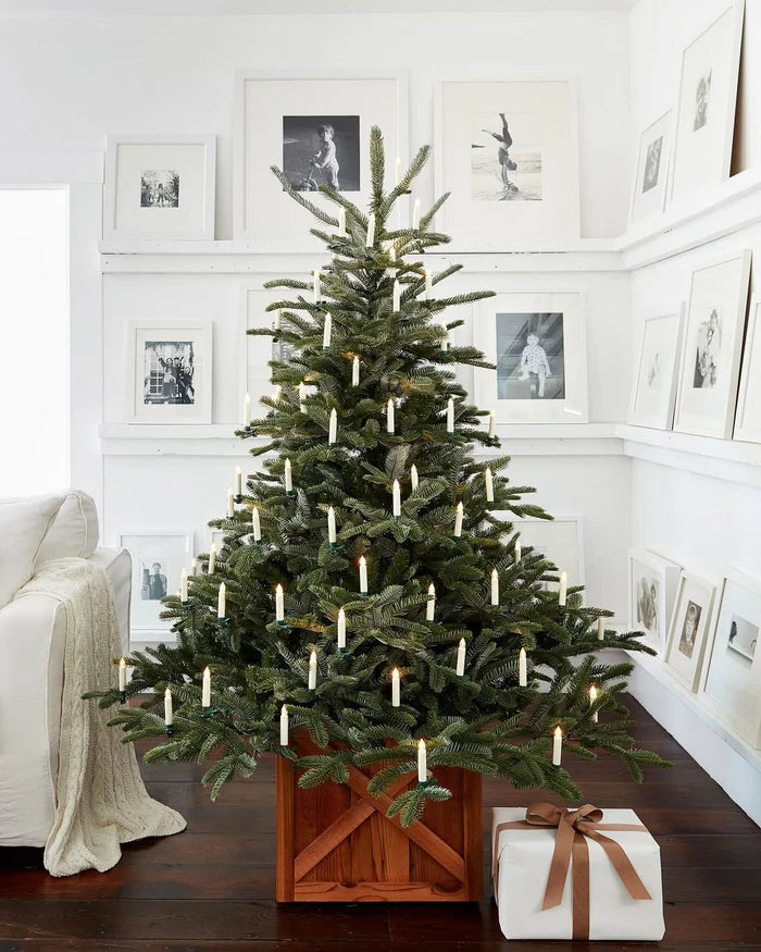 Árvore de Natal European Fir com Luzes LED Embutidas e Suporte Metálico