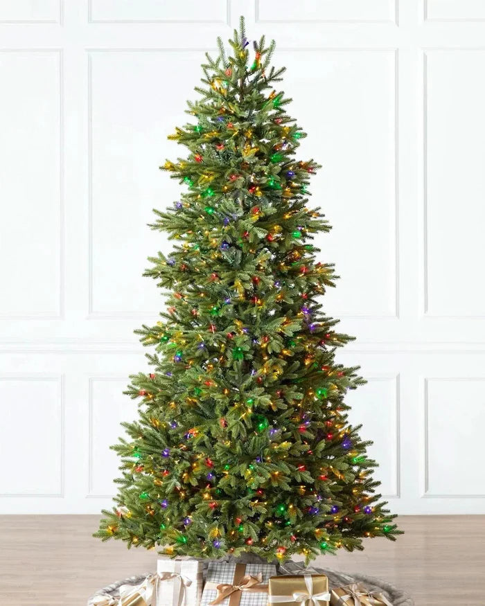 Árvore de Natal Norway Spruce com Galhos Ajustáveis e Luzes LED Coloridas