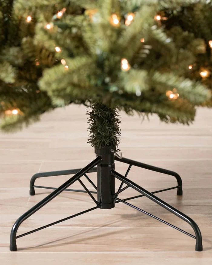 Árvore de Natal Blue Spruce com Galhos Flexíveis, Base Metálica e Luzes LED Embutidas