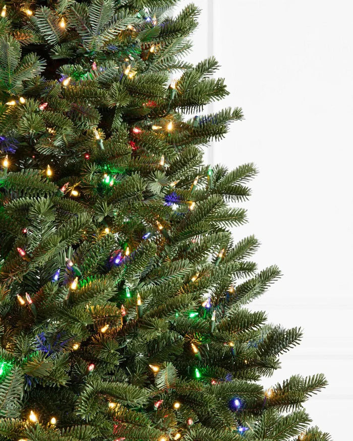Árvore de Natal Fraser Fir com Luzes LED Coloridas e Base Metálica