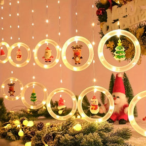 Decoração Natalina LED Colorida do Papai Noel para janela com Conexão USB