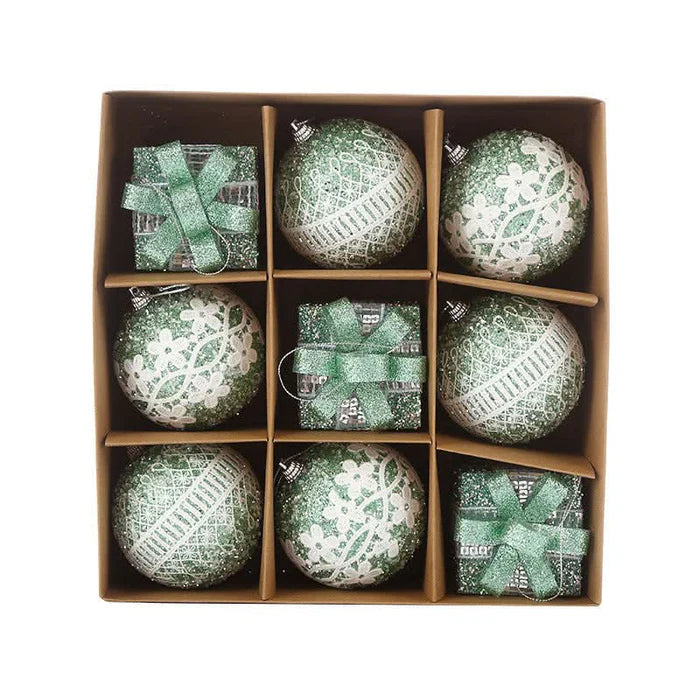 Conjunto com 9 Bolas de Natal de 8 cm -  Elegância e Cor para sua Decoração