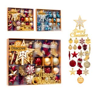 Conjunto com 70 Bolas Decorativas para Árvore de Natal - Enfeites Pendentes com Iluminação LED