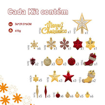 Conjunto com 70 Bolas Decorativas para Árvore de Natal - Enfeites Pendentes com Iluminação LED