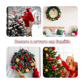 Conjunto com 70 Bolas Decorativas para Árvore de Natal - Enfeites Pendentes com Iluminação LED