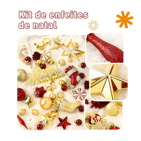 Conjunto com 70 Bolas Decorativas para Árvore de Natal - Enfeites Pendentes com Iluminação LED